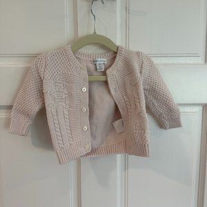KIDS' GIRL'S CARDIGAN W/ BEAR INTARSIA IN DELICATE PINK SIZE 6 MONTHS